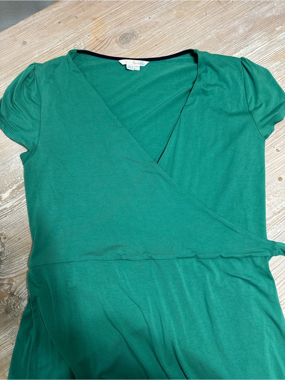 Boden Spring Green V-Neck Wrap Knee Length Dress Sz 12L - Picture 6 of 10
